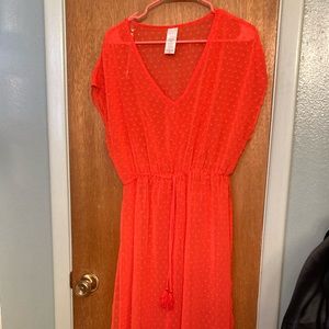 Sheer orange swimsuit cover